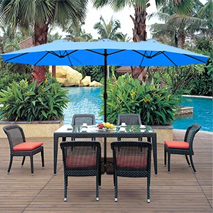 15FT Patio Outdoor Umbrella Market Umbrella Garden Parasol Double-sided Large Patio Twin umbrella