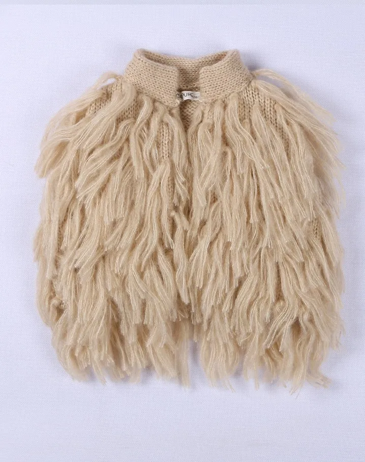 Вязаный крючком детский жилет с бахромой ручной работы жилет для девочек верхняя одежда, Детский кардиган, свитер из искусственного меха, жилет для малышей, Детский кардиган