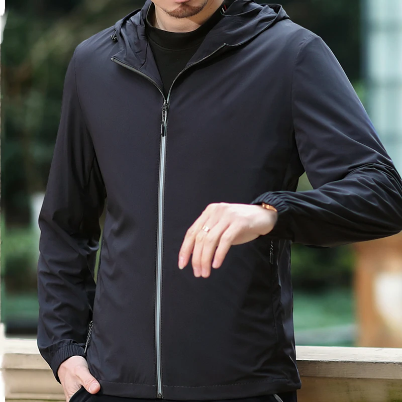 Sports jacket for men Custom 100% Polyester jacket Hooded Windbreaker Jacket