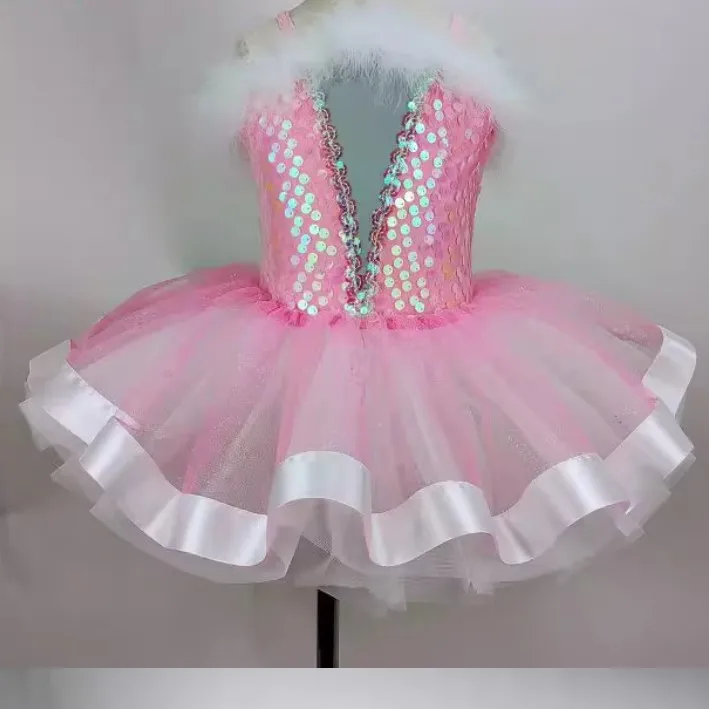 Girls dance dress children performance sequin ballet tutu adult stage party dress kids sleeveless dance costume dress