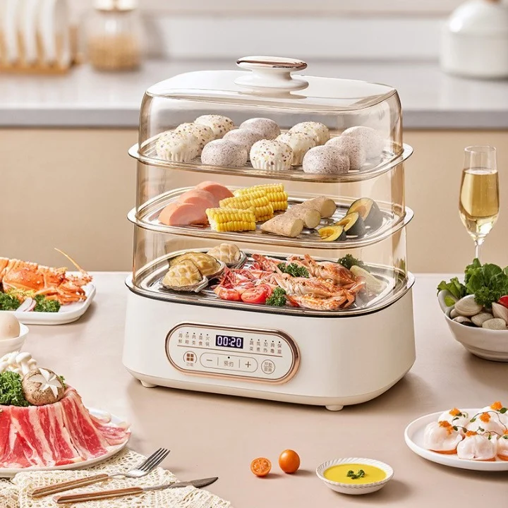 Wholesale Price 24L Large-capacity Household Three-layer Multifunctional All-in-one Visual Transparent Electric Steamer