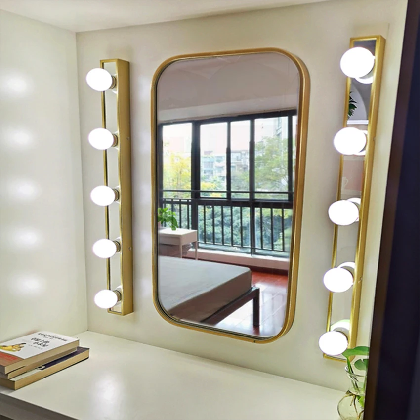 Modern Stainless Steel LED-Lit Hollywood Vanity Mirror lamp for Bedroom & Hotel Home Bathroom Use