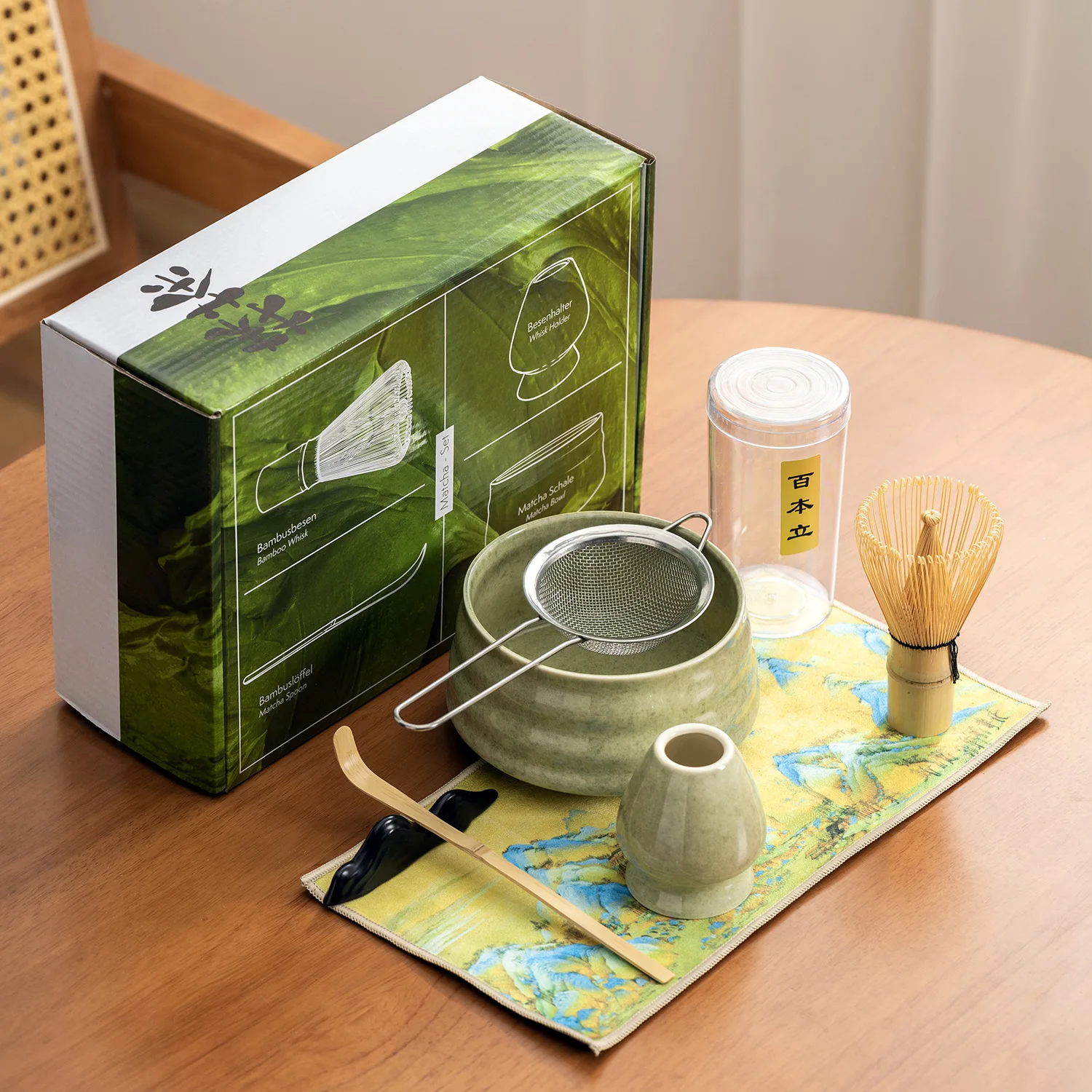 Bambus Japanese Modern Tea Kit Whisk Chasen Bamboo Custom Logo Pink Box Vintage Matcha Whisk Tea Set With Spout Set