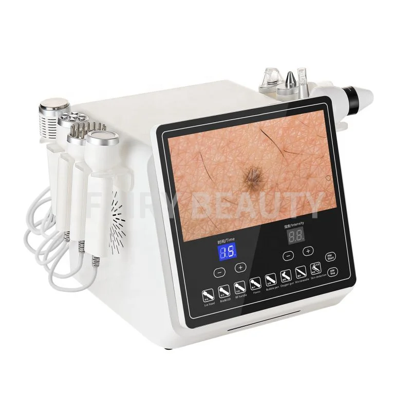 Multi-Function Skin Analyzer System 8 In 1 Hydrodermabrasion Beauty Instrument Plasma Wrinkle Removal Scar Acne Treatment