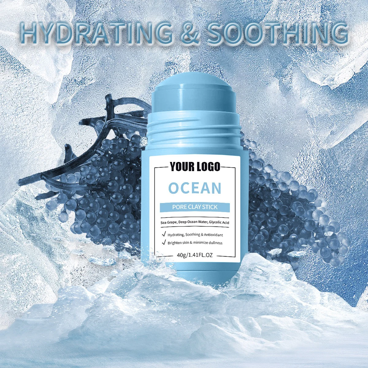 Ocean Mud Film Stick Deep Cleaning Brighten, Hydrate Skin Film Moisturizing Shrink Pores Brightening Solid Facial Mask Cream