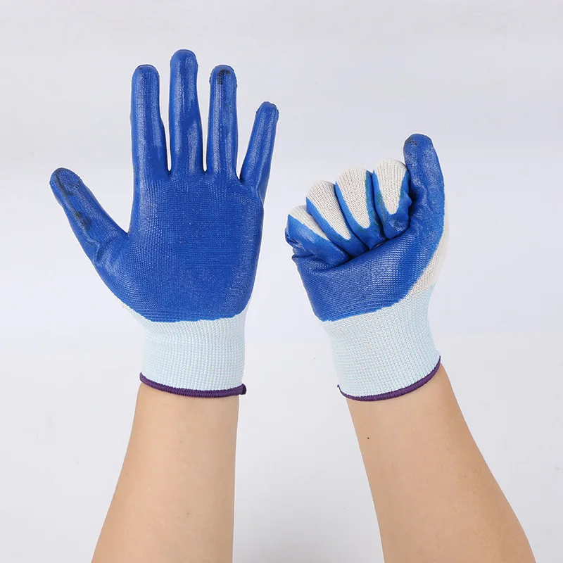 Red 13G Palm Coated custom logo gray black nitrile latex dipped gloves Comfortable Palm  Cheap Wear-resistant Protection Gloves