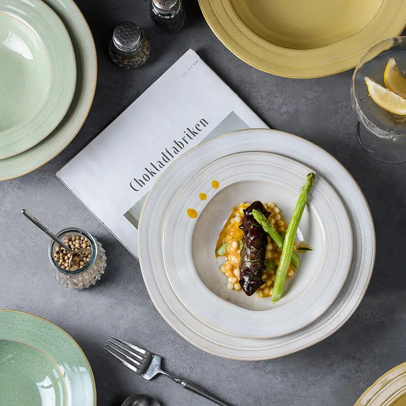 New products irregular shape 8 inch&10 inch ceramic reactive glaze western soup plates spaghetti pasta serving dishes & plates