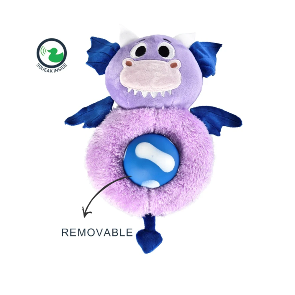 Wholesale fairy tales pet accessories squeaky plush interactive dog toy luxury dog toys with vinyl ball