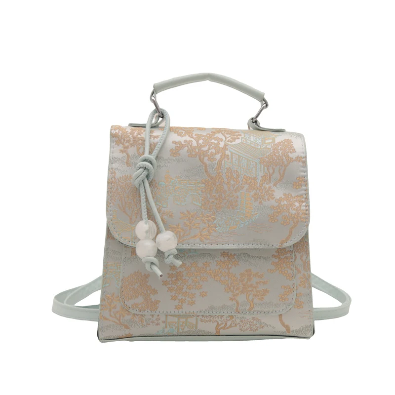 2024 New Chinese  Style Printed Backpack for Women Handbag Casual Beautiful Design Fashionable Niche Bag