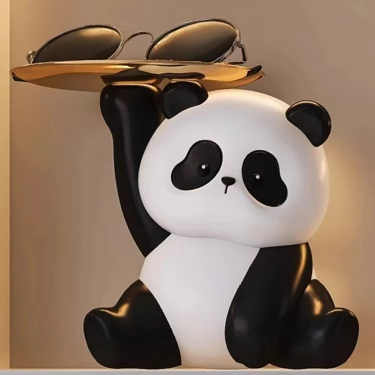 Поднос из смолы панда украшает статую для украшения гостиной