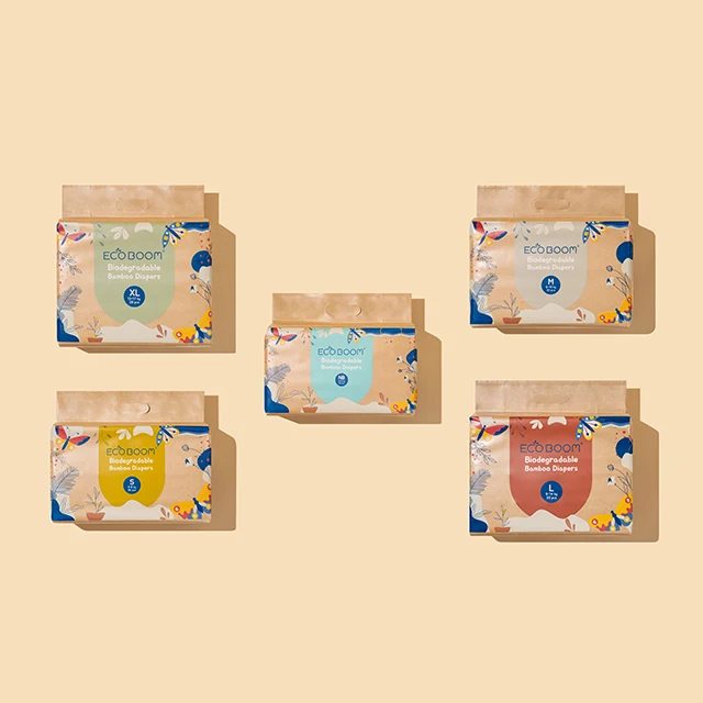 ECO BOOM compostable manufacturer viscose wholesale baby 100% plant based nappies