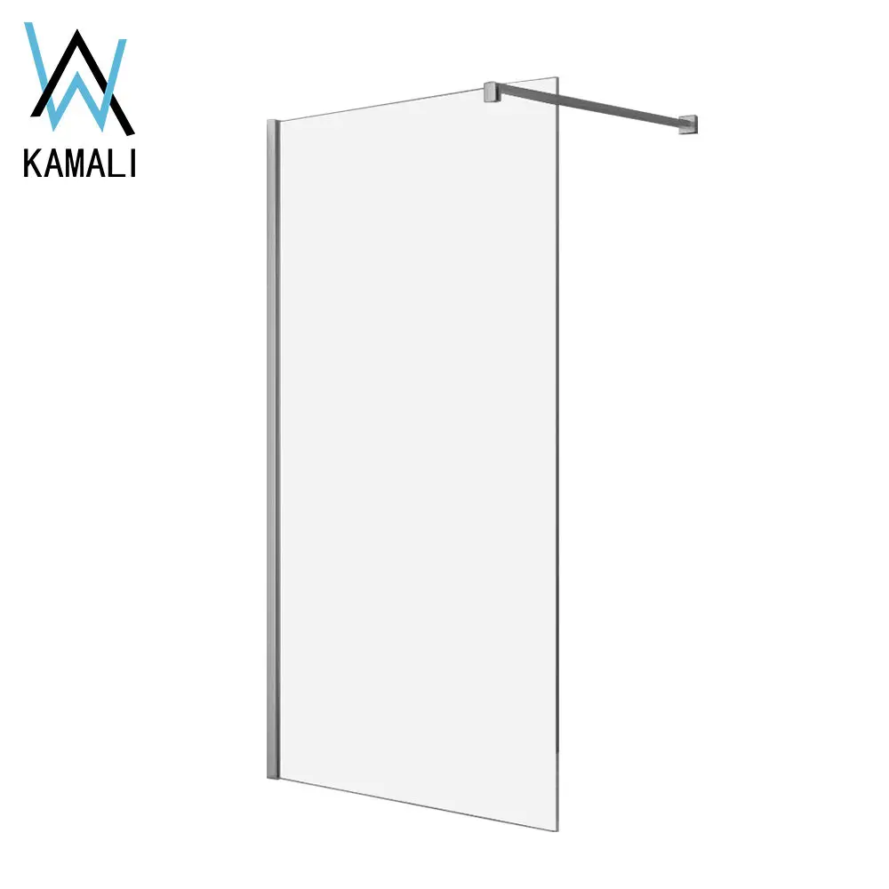 Kamali simple shower cabin frameless walk in shower door customized color glass panel