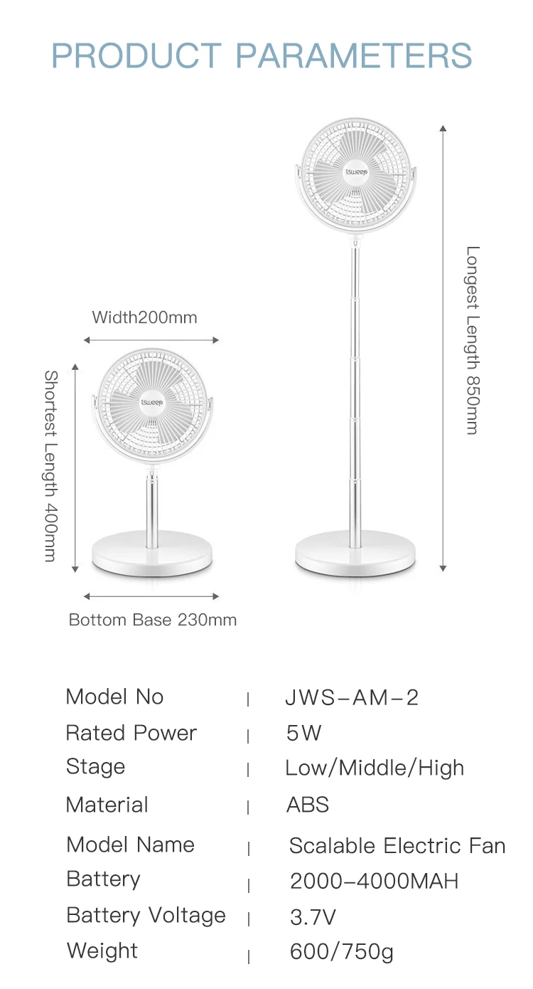 Small Electric Table Fan Rechargeable
