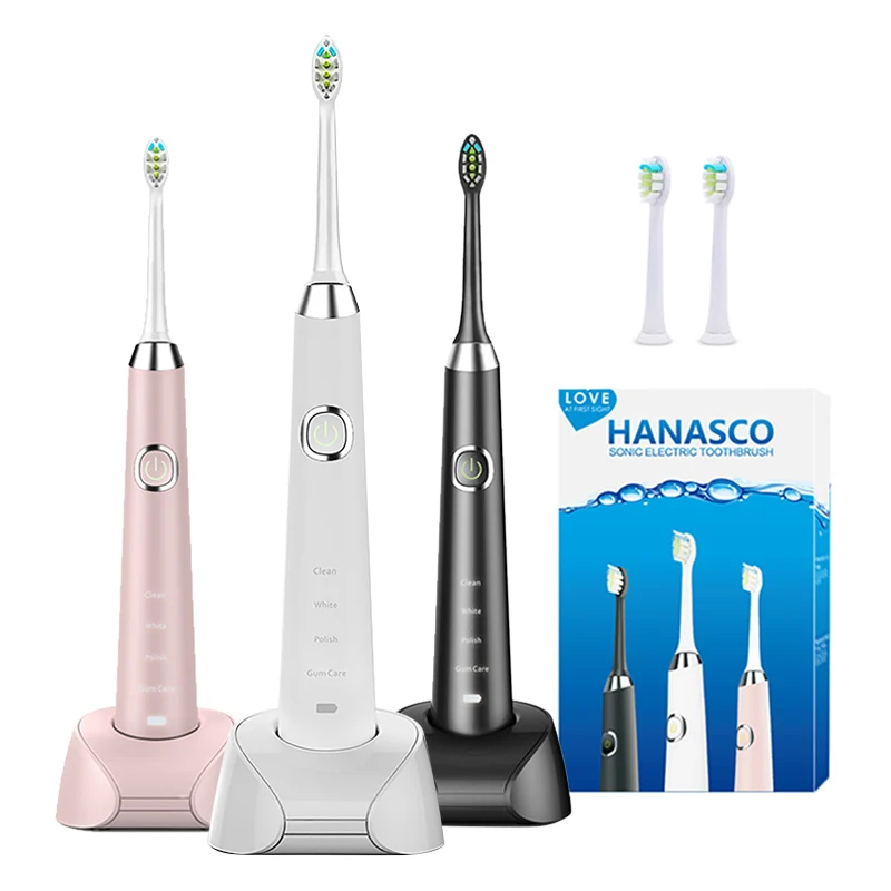 Hanasco Factory Customize Private Label  H3 Arc Shape Rechargeable Adult Sonic Electric Toothbrush With Wireless Charging Base