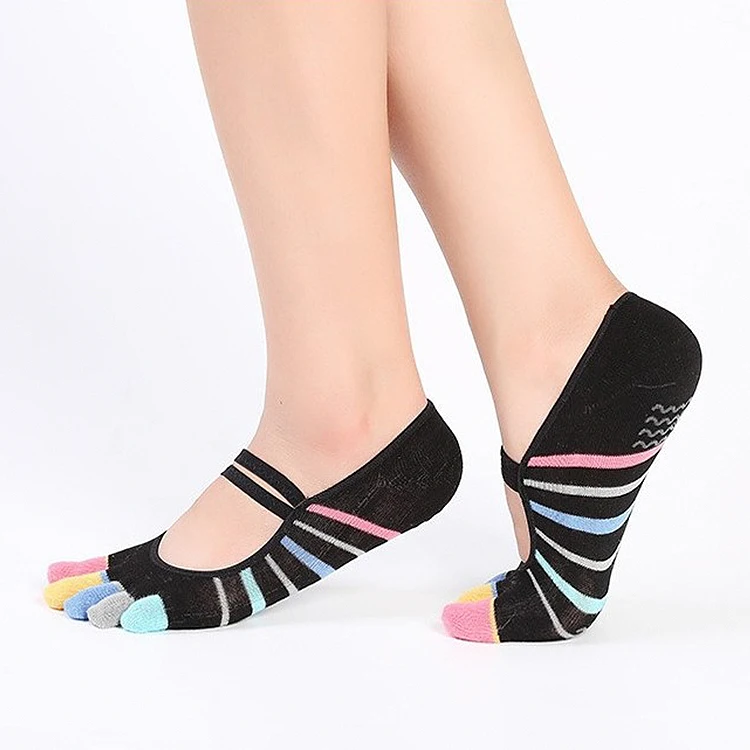 Four Seasons Anti Slip Colorful Women High Quality Cotton Knit Half Toe Invisible Socks Yoga