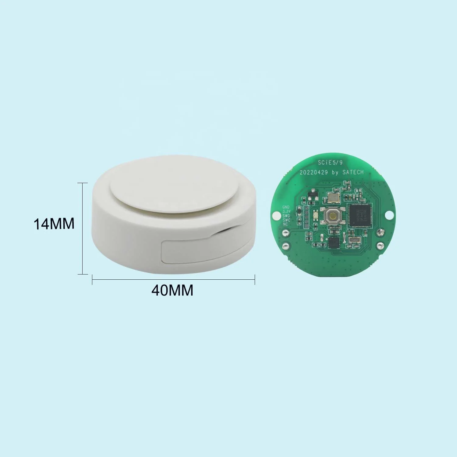 SCiE5 small size SOS programmable push button BLE 5.0 iBeacon Eddystone acceleration sensor a buzzer Bluetooth beacon