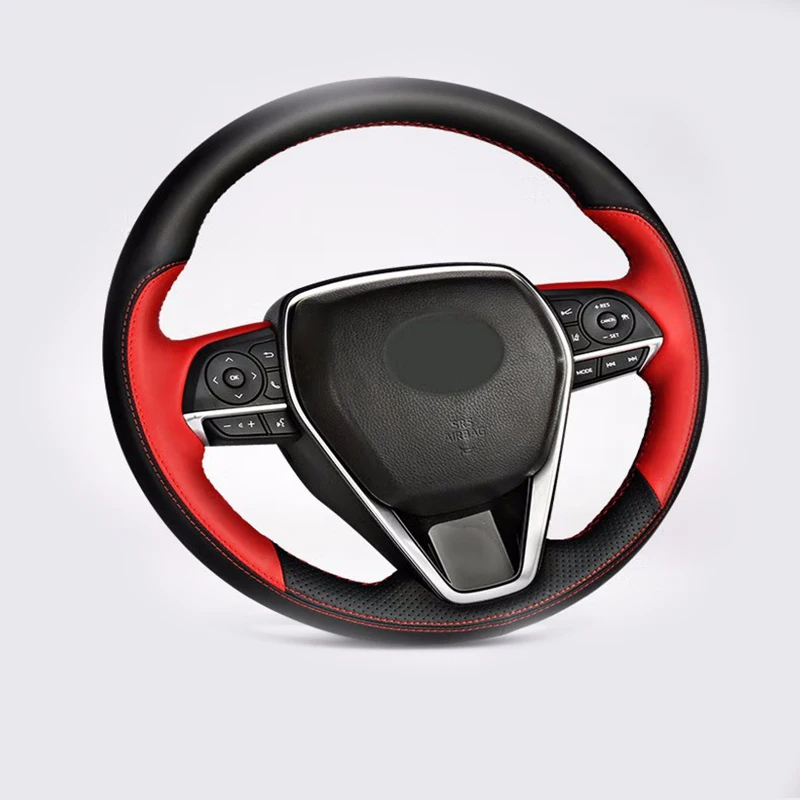 Factory Supply Custom Model Genuine Leather Car Steering Wheel Cover for Toyota Rav4 Highlander Camry  Corolla Prado Good Price