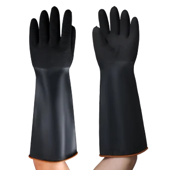 FQGLOVE manufacturing 35/45/58cm rough palm black industrial chemical latex glove heavy duty latex gloves