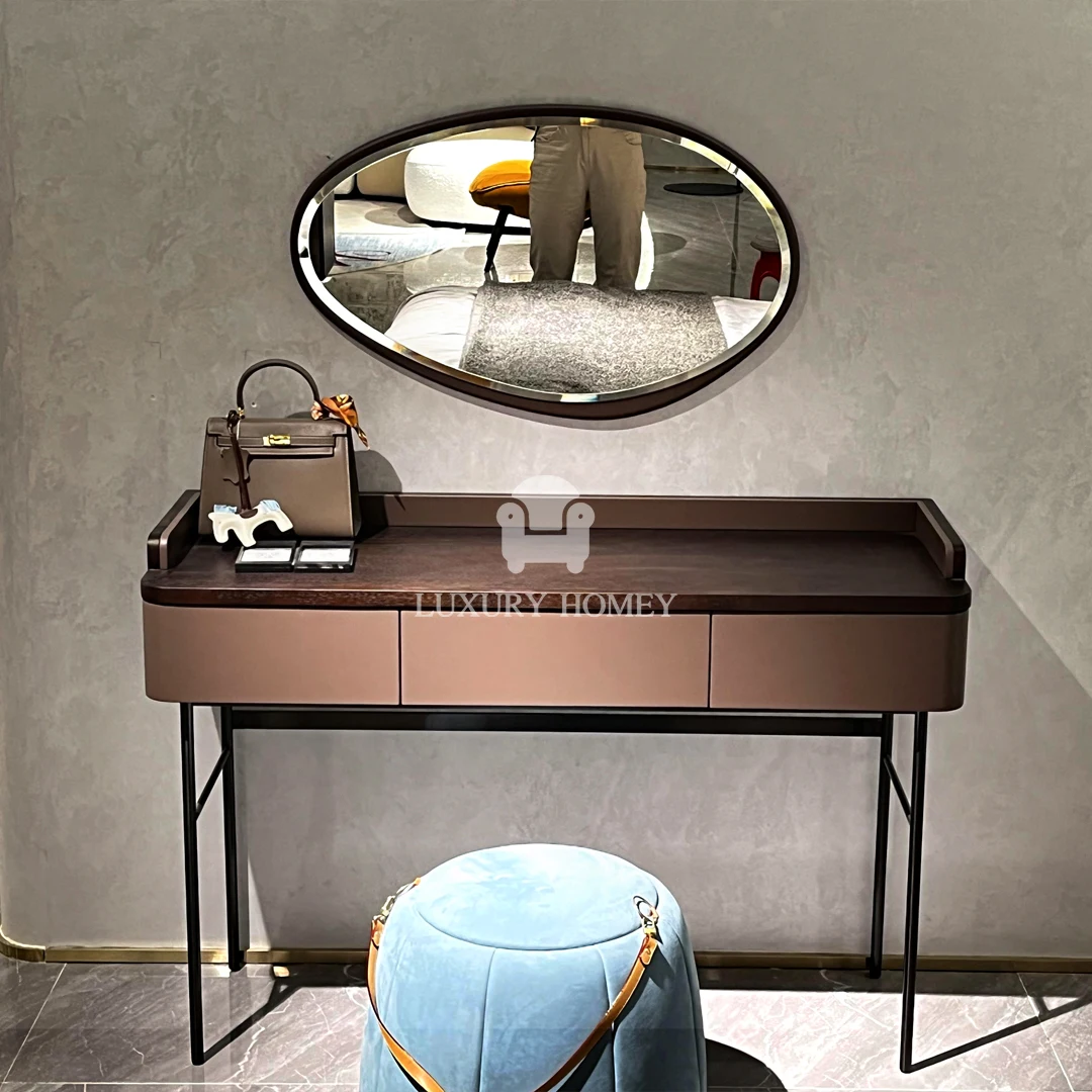 Italian High-end Designer Bedroom Furniture Set Latest Modern Wooden Furniture Double Bed Leather Headboard Luxury Bedroom Set