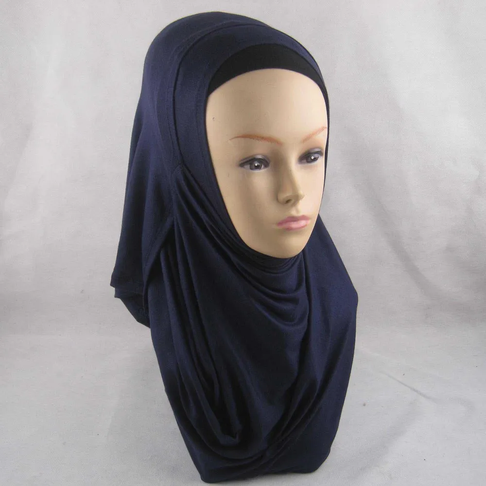 2020 wholesale jersey cotton instant double loop muslim hijab women plain jersey slip on hijab scarf shawls amira hijabs JLS128