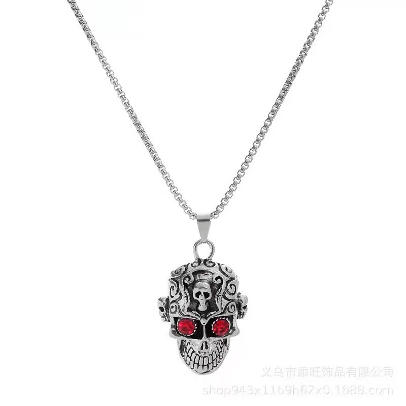 Retro All-match Fashion Dangle Necklaces Triangular-eye  Maple Leaf Feather Scooter Skull Compass Eagle Pendant Drop Necklace