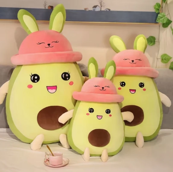 Cartoon wearing hat avocado doll throw pillow cute avocado plush sofa bed cushion gift plush toy