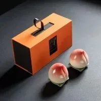 ZC Cultural and Creative Ceramic Jar Peach Tea Candy Mini Cookie Jar Decoration Sealed Can  Gift Storage Bottles & Jars