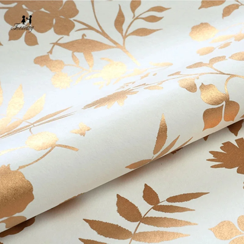 75*52cm Gold Leaves Gift Wrapping Papers Thick Metallic Lace Flower Background Papers For Scrapbooking Decoration Craft Papers