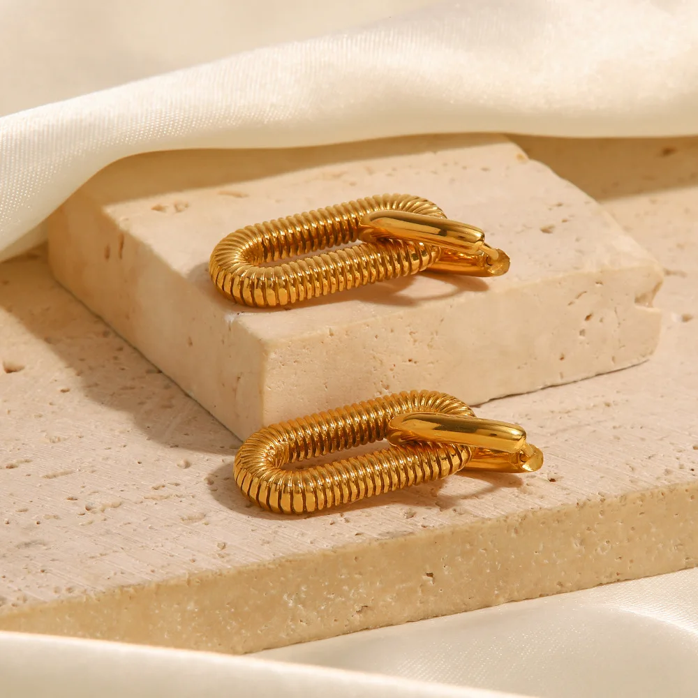 Fashion NO Tarnish Stainless Steel Earrings Accessories 18K Real Gold PVD Plated Chain Hoop Huggies Earring Jewelry for Women