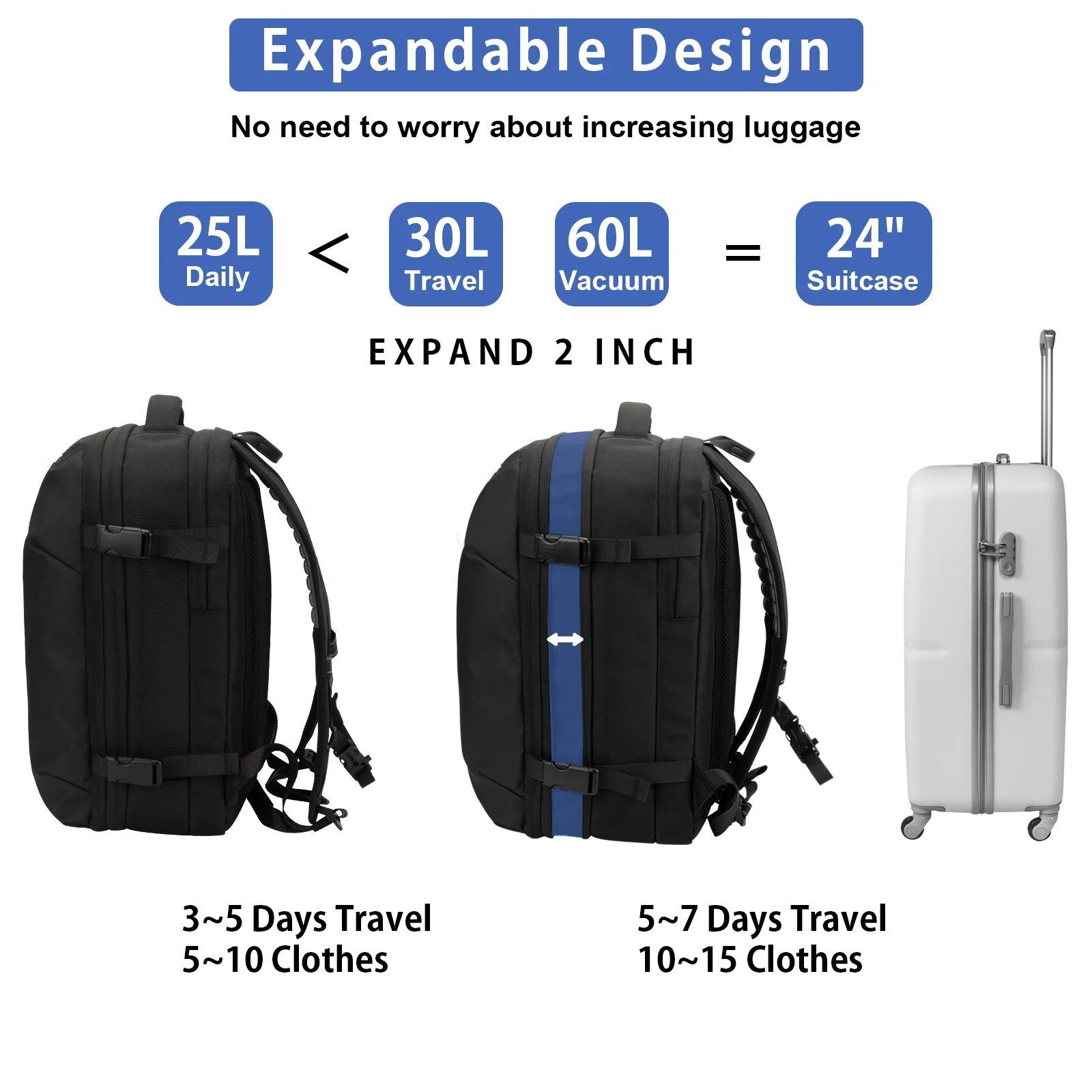 Waterproof Custom Logo Expandable Business Bagpack Laptop Compressor Air Travel Bag Large Capacity Compression Vacuum Backpack