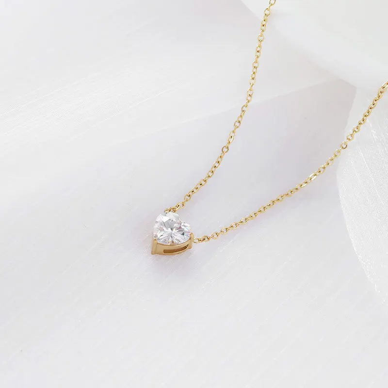 Ins trendy unique stainless steel necklace love heart pendant gold plated necklace girl