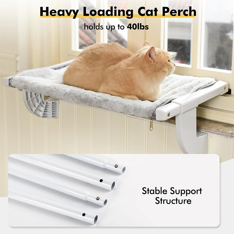 Pet Cat Window Perch One-Step Sliding Adjustment Cat Hammock Window For Windowsill & Bedside