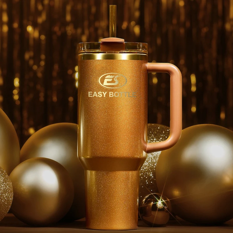 New Lustrous Season Gift 40oz Copper Tinsel 40 oz H2.0 Adventure Tumbler With Brown Box Custom Logo Available 40 oz Holiday Cups