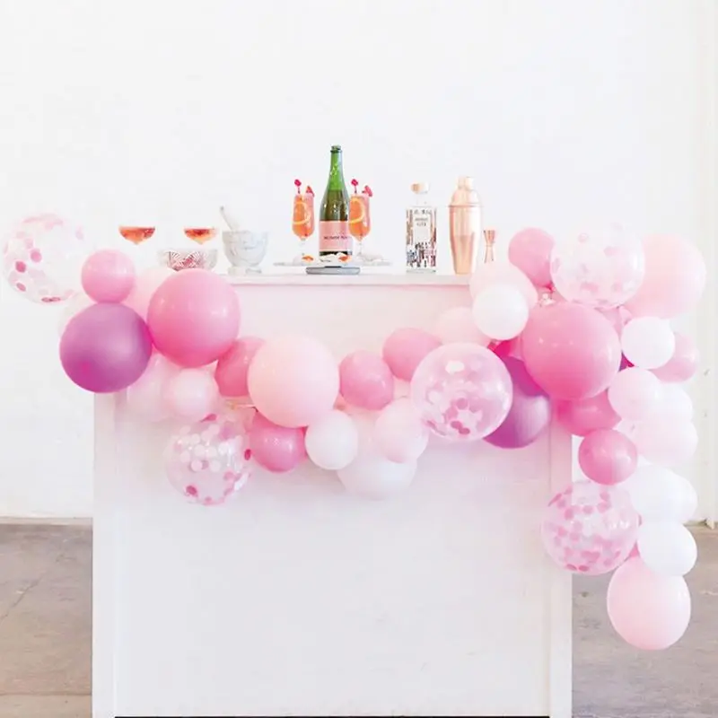 High Quality Party Decoration Balloon Chain Set Gem Powder Pink And Gold Balloons Birthday