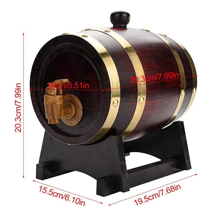 
1.5 liters of wine, beer, whiskey, rum, oak wine in oak barrels 
