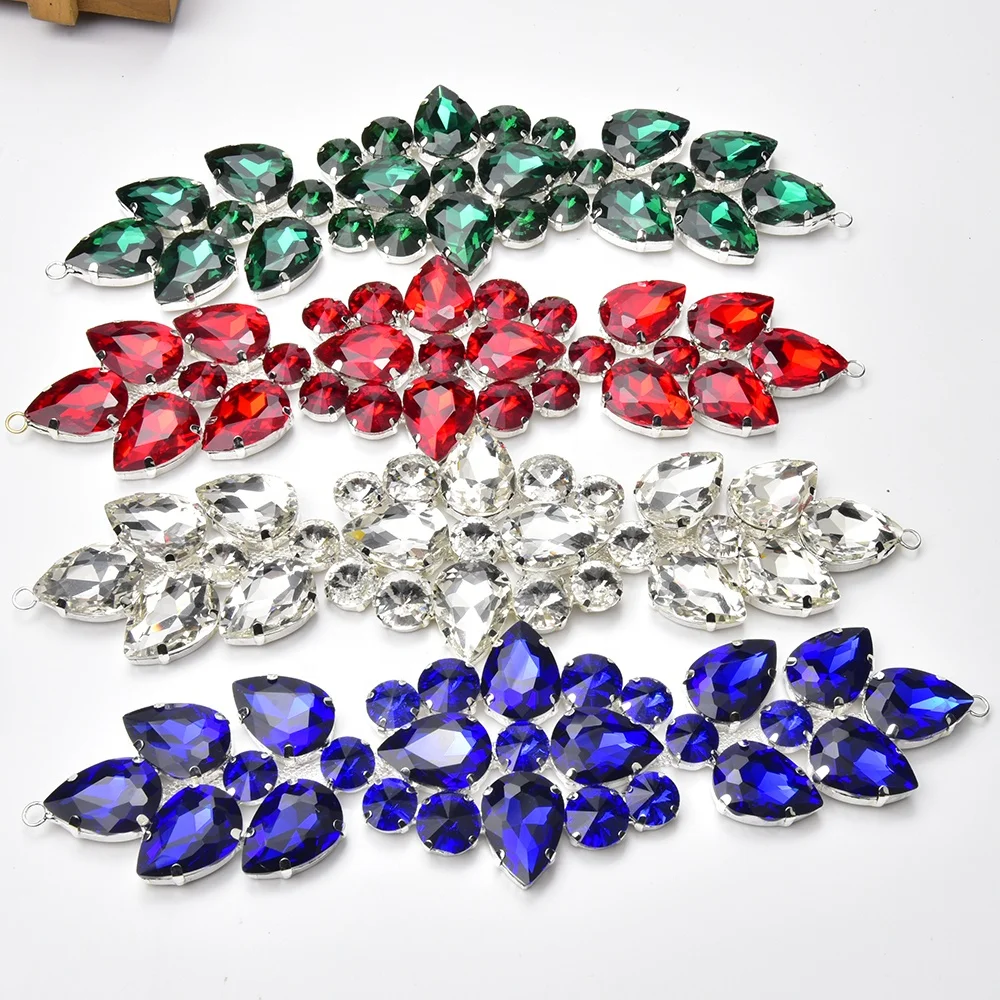 Color Drop Glass Diamond Rhinestone Short Chain DIY Clothes Shoes Bag Crystal Applique Buckle Jewelry Accessories Factory Supply