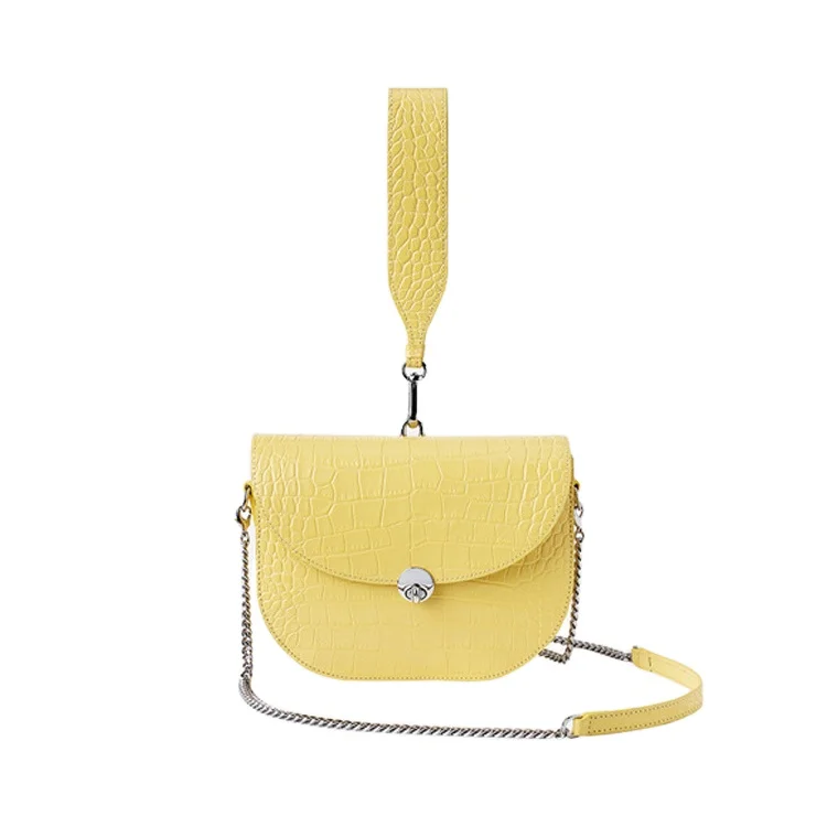 3 in 1 small girls saddle bag light yellow women purses with wristlet strap