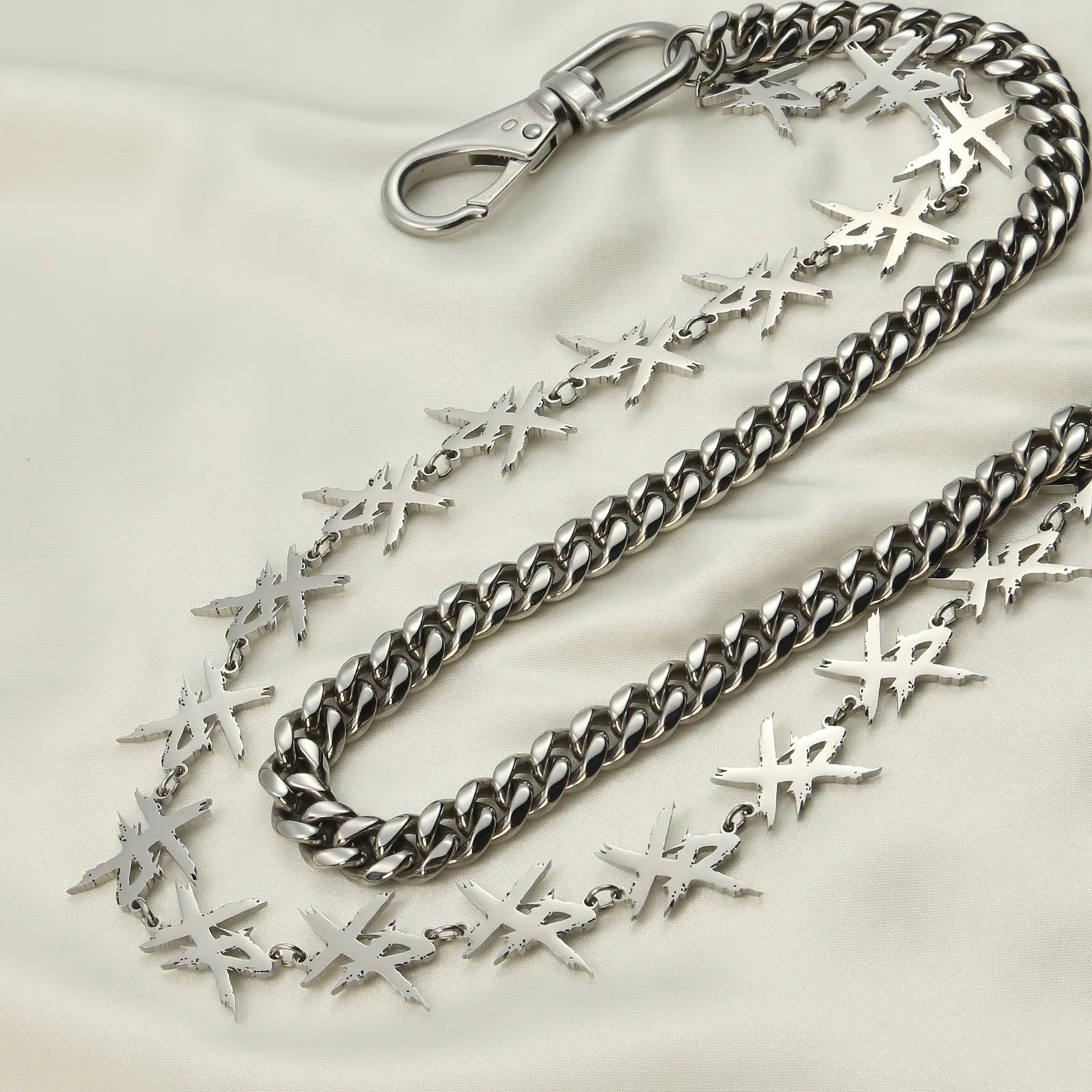 Double Stainless Steel Jeans Chain Hip Hop Punk Style Wallet Chain Fashion Keychain Chain