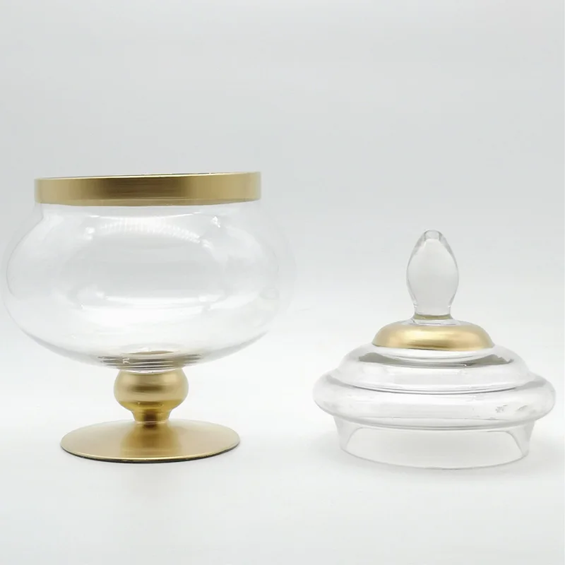 Hot Sale Crystal Candy Glass Storage Jar Bowl Set With Cover Lid For Home Kitchen