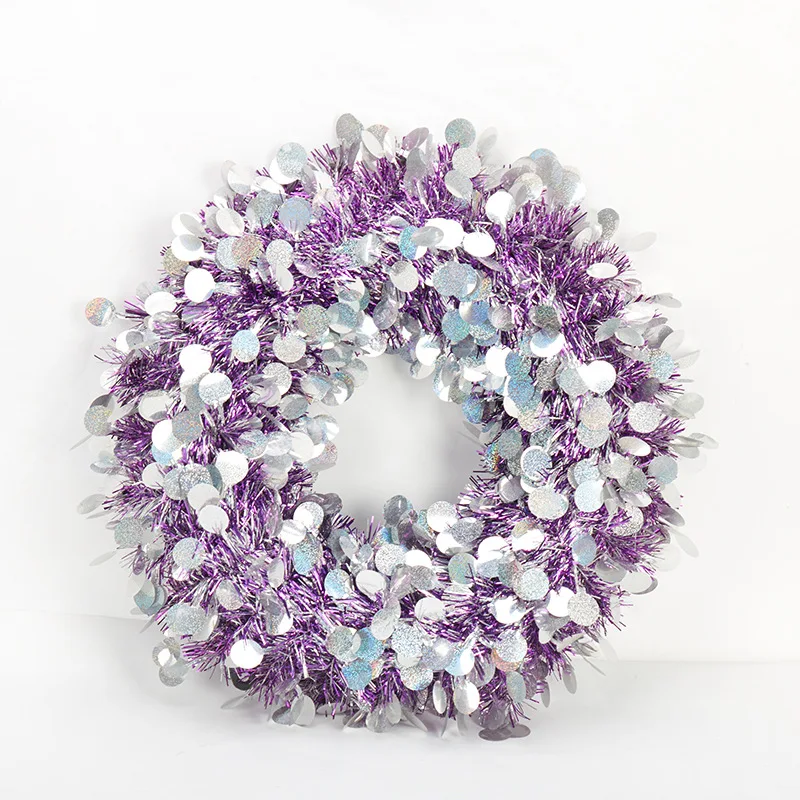 30cm Christmas Party Green Foil Tinsel Holly Wreath Door Wall Decoration