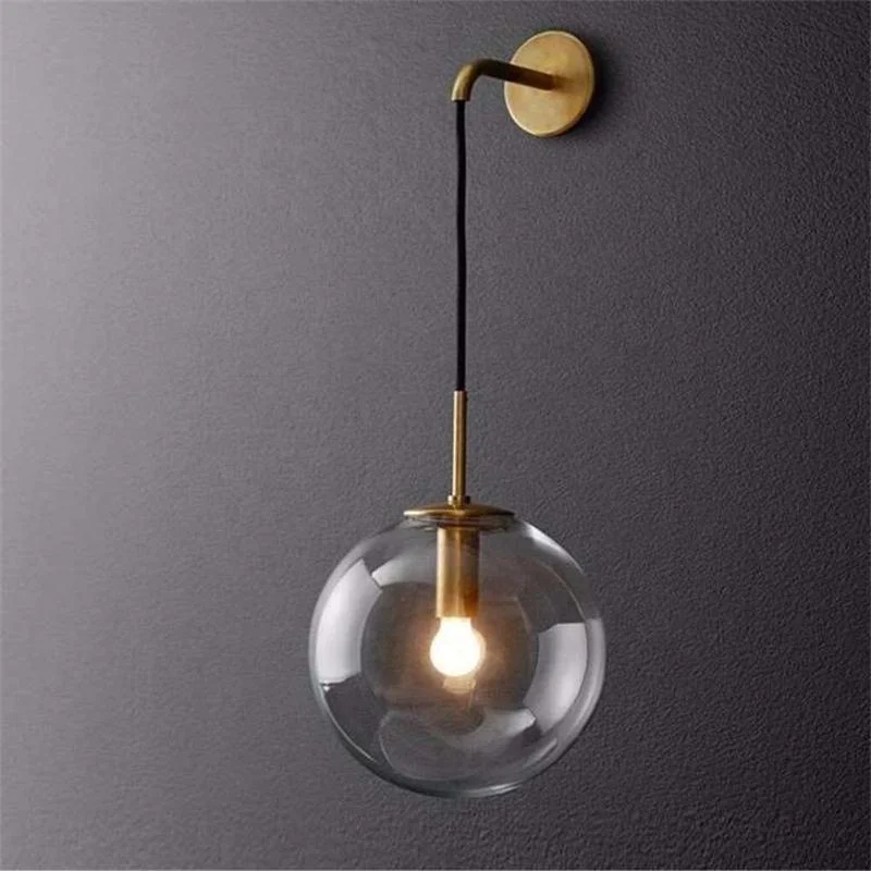 Postmodern round glass wall lamp simple personality Nordic aisle porch balcony living room bedroom bubble glass wall lights