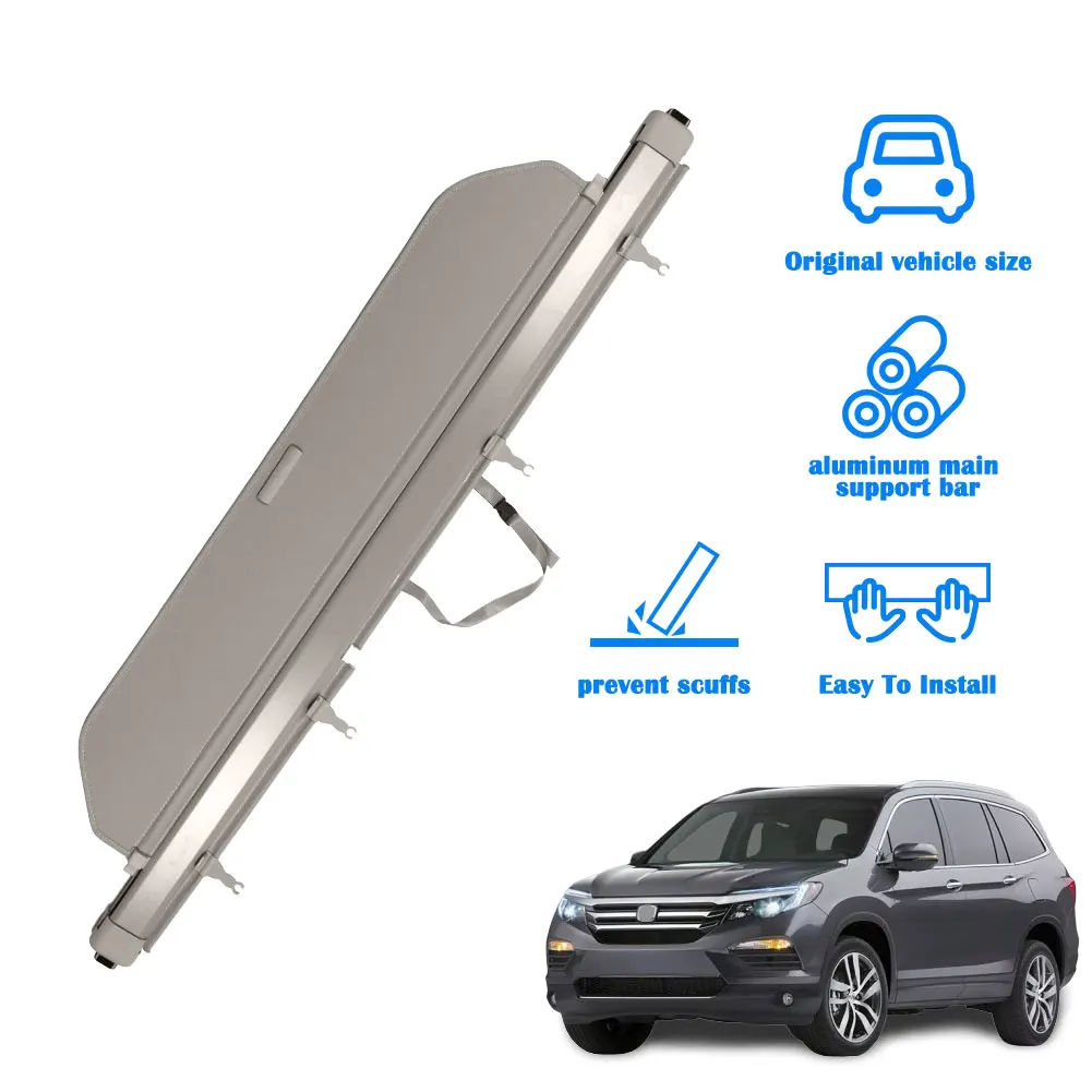Car Accessories RetractableFactory Style PVC Cloth Gray Cargo Cover for Honda Pilot 16-19