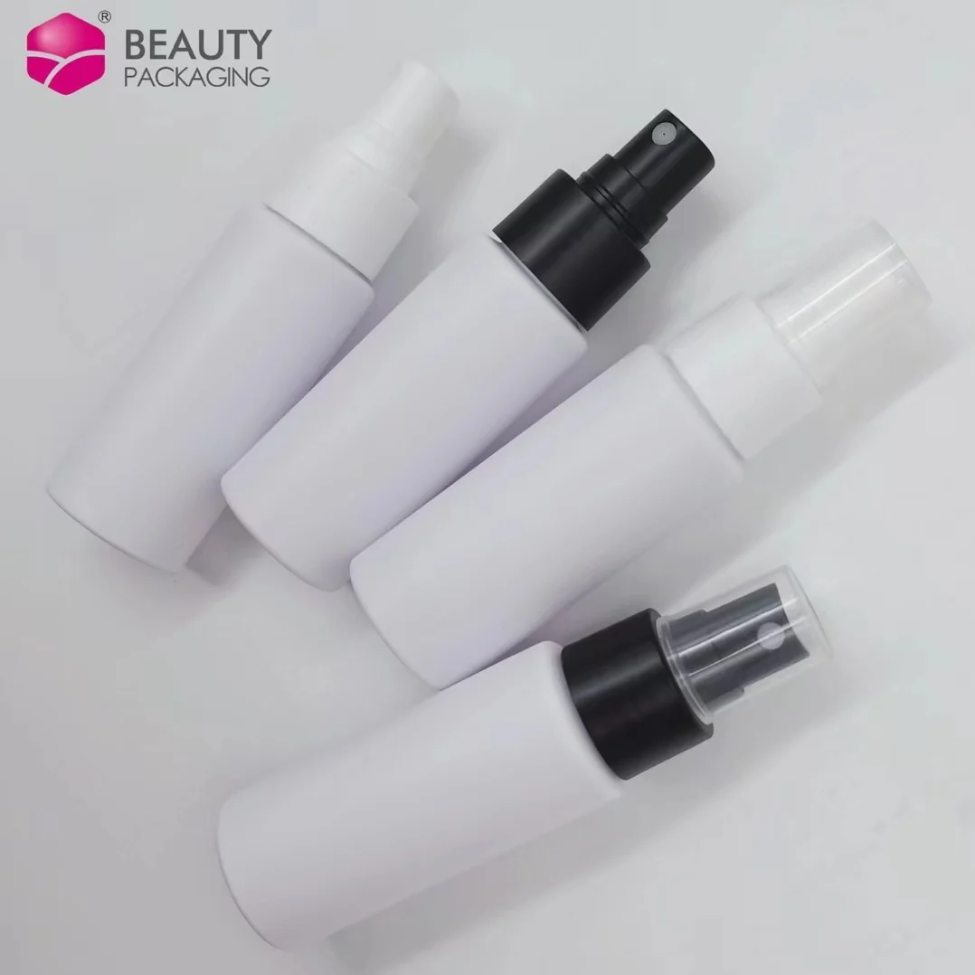 Custom 50ml Plastic Toner Bottle Cosmetic Frosted Matte White PET Plastic Spray Bottles For Personal Care Liquid