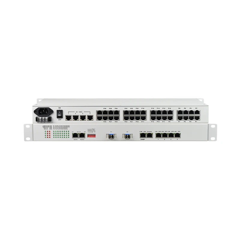 30 Channel FXS FXO Telephone over Fiber Optical PCM Multiplexer With 4E1 4FE