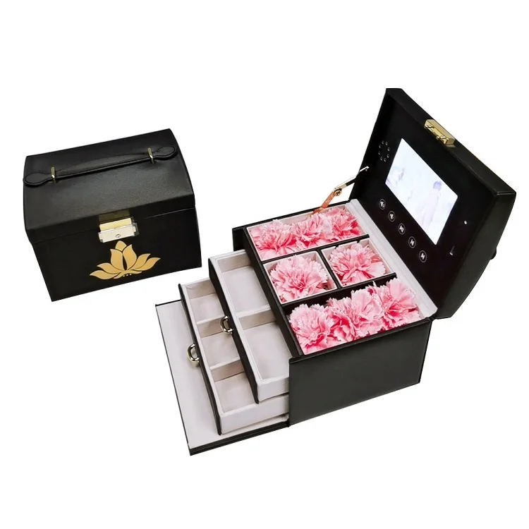 
Surprise gift packaging cardboard display screen player lcd video box jewelry box with lcd video 