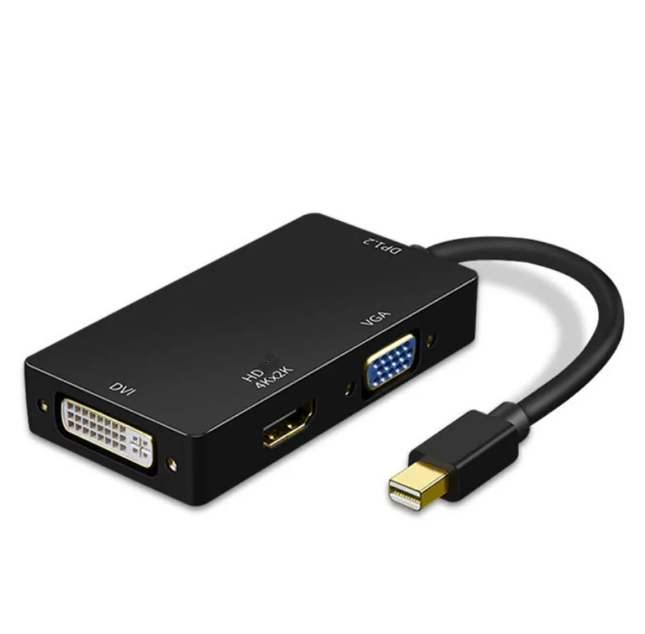 Кабель-адаптер 3 в 1 Mini DP Displayport на HDTV DVI VGA, адаптер 3 в 1 Mini DisplayPort 4k 1080P, видеоадаптер-конвертер Для iMac MacBook