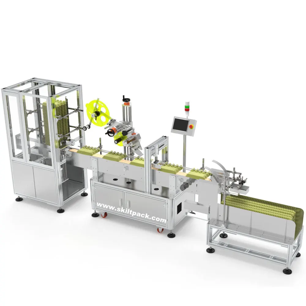SKILT Full automatic egg trays labeling machine for egg box with printer