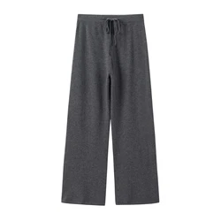 Women 100% Cashmere Thickened drawstring pants