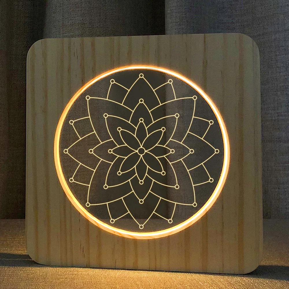 
Custom wood Carved Christmas Gift sets Wooden Carved Craft Wood Led Table Night Lamp 