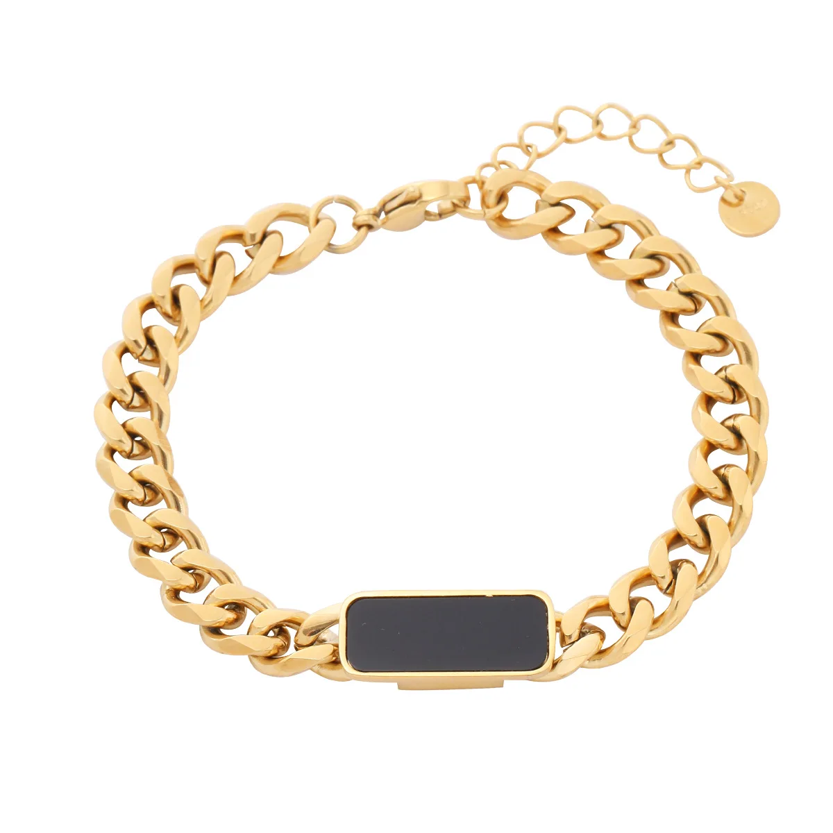 INS Light Luxury Square Bracelet Black White Fritillaria Bracelet Stainless Steel Bracelet 18K Metal Texture